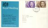 1973 Great Britain Cachet FDC With Complete Set " Royal Wedding 2" Bedford Cancel Sent To Canada - 1971-1980 Dezimalausgaben