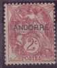 ANDORRE N° 3* NEUF AVEC CHARNIERE  TYPE BLANC - Unused Stamps