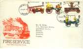 1974 Great Britain Cachet FDC With Complete Set " Fire Service " Bedford Cancel Sent To Canada - 1971-80 Ediciones Decimal