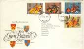 1974 Great Britain Cachet FDC With Complete Set " Great Britons " Bedford Cancel - 1971-1980 Decimal Issues