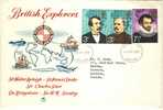 1973 Great Britain Special Cachet FDC With Part Set   " British Explorers 3" Bedford Cancel - 1971-1980 Decimale  Uitgaven