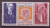 ANDORRE N° 225A** NEUF SANS CHARNIERE HOMMAGE AU GENERAL DE GAULLE - Unused Stamps