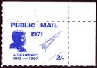 Great Britain PUBLIC MAIL Postal Strike KENNEDY Rocket,  UR Corner WIDE Margin  PERF MNH - Kennedy (John F.)