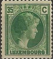 LUXEMBOURG 1926 Grand Duchess Charlotte - 35c. Green MH - 1926-39 Charlotte Right-hand Side