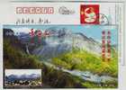 Volcano Crater Lake Waterfall,China 2004 Antu Country Mt.Changbaishan Tourism Advertising Postal Stationery Card - Volcanes