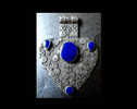 - Pendant Turcmène Argent Et Lapis Lazuli / Turkmenistan Silver And Lapis Pendent - Volksschmuck