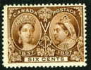 1897 6 Cent Queen Victoria JUbilee  #55 Mint 80% Original Gum With Hinge Remenant - Gebraucht