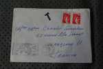 ENVELOPPE LETTRE Taxée BECAUSE AFF TIMBRE FRANCAIS  OMEC FLAMME PECHE été SKI HIVER DE ANDORRE LA VIEILLE POUR NARBONNE - Lettres & Documents