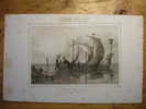 ANCIENNE GRAVURE De 1843 - ANGLETERRE VAISSEAUX ANGLO SAXONS - BATEAUX - SHIP BOAT BATEAU - ETCHING - ENGLAND 1843 PRINT - Collections