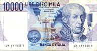 10000 LIRE DIECIMILA  A.Volta Serie UH 444836 R  (rif.ste) - 10000 Lire