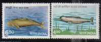 INDIA 1991 MARINE MAMMALS - RIVER DOLPHIN & SEA COW 2V COMPLETE SET MNH Inde Indien - Delfine