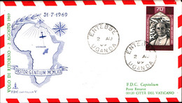 40256)lettera F.d.c. Serie Volo Di Ritorno Del Papa In Africa Con 2 Valori + Annullo - Ouganda (1962-...)