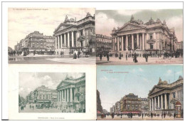 4 FOUR  CPA BELGIQUE BRUXELLES POSTCARDS LA BOURSE BELGIUM BELGE 2 USED WITH STAMPS - Monuments