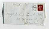 - GRANDE BRETAGNE 1840/1901 . AFFRANCHISSEMENT SIMPLE  1P. ROUGE DENTELE SUR LETTRE DE 1866 . CIRCULATION INTERIEURE - Cartas