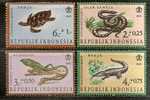 FAUNA - SNAKES + TURTLES + COCODRILE - INDONESIA SURTAX  -Yvert # 494/497 MINT (NH) - Schlangen