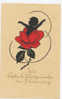 SILHOUETTE, Children Little Boy Comes Out Of Red Rose, No Sign. NM Cond. PC Not Mailed - Scherenschnitt - Silhouette