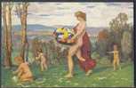 Vintage Nude Lady/Children Gathering Flowers With Cupids/Fairies - Artist Signed Walter Einbeck - Einbeck, Walter