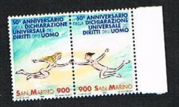 SAN MARINO - UNIF.1646.1647  -  1998  ITALIA 98:  ESPS. MONDIALE DI FILATELIA, MILANO (GIORNATA DIRITTI UOMO) - NUOVI ** - Unused Stamps