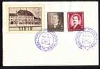 Expositions Philatéliques,Sibiu 1951 Label Rare 2 Stamps Mihai Eminescu Poet Writer Cancell Sibiu 1951 Romania!! - Lettres & Documents