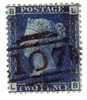 1858-59 Nº 27 Azul 2p Plancha 13 Obl.107 BLLB  . Con Lijero Doble - Used Stamps