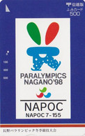Carte Prépayée JAPON - Sport / JEUX OLYMPIQUES PARALYMPIQUES NAGANO - OLYMPIC GAMES PARALYMPIC JAPAN Fumi Card - Jeux Olympiques