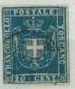 Antichi Stati:  Toscana Governo Provvisorio - 20 Usato - 20 Cent. Azzurro - Toscana