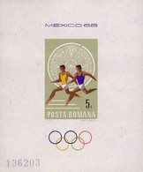 BF Bloc-feuillet Roumanie Non Dentelé - Jeux Olympiques Mexico Olympic Games Sheetlet Unperf Olympiade Block Geschnitten - Verano 1968: México