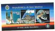 SAN MARINO - UNIF.BF59 FOGLIETTO - 1998  LA BANDIERA DI SAN MARINO NELLA  SPACE SHUTTLE   - NUOVO ** - Blocchi & Foglietti