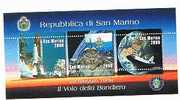SAN MARINO - UNIF.BF59 FOGLIETTO - 1998  LA BANDIERA DI SAN MARINO NELLA  SPACE SHUTTLE   - NUOVO ** - Blocks & Sheetlets