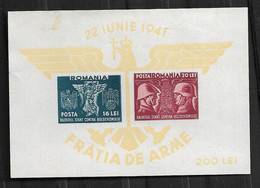 40841)foglio Serie Francobolli Romania Serie 1941 - Fratellanza D'armi - Storia Postale