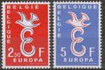 Belgio 1958 Europa 2 Vl  Nuovi Serie Completa - 1958