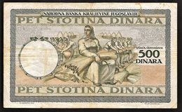 500 Dinars " Yougoslavie "     1935  VF   Bc150 - Yougoslavie