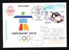 Jeux Olimpiques Vancouver 2010  ,stamps Obliteration Concordante On Card - Romania. - Hiver 2010: Vancouver