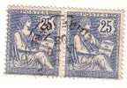 Nº 127  25 C. Azul De 1902  Cachet, Y Centrado, Pareja. - Gebruikt