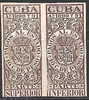 N465.-.,C U B A .- .1890-1891.-. B.O.B.  PAGOS AL ESTADO - PAREJA -  10 CVS. DE PESO - Segnatasse