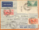 LETTRE PAR AVION DE MARTINIQUE POUR LA FRANCE VIA NEW YORK ET FOYNES 1939 - 1960-.... Brieven & Documenten