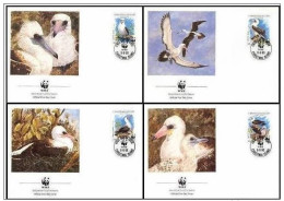 Christmas Island  1990 WWF W. W. F. Abbott's Booby Bird FDC Birds Fauna Set 4x - FDC