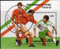 Fussball WM Italien 1990 Kuba Block 114 O 4€ Spiel-Szene Tor-Schuß Flaggen Nationen M/s Sport Bloc Soccer Sheet Bf Cuba - Blokken & Velletjes