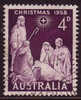 1958 - Australian Christmas 4d VIOLET Nativity Scene Stamp FU - Gebraucht