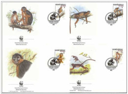 Guine Bissau 1992 WWF FDC Set X4 Fauna Western Red Colobus Monkeys - FDC