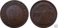 Germany 1 Reichspfennig 1931 E - 1 Renten- & 1 Reichspfennig