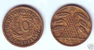 Germany 10 Reichspfennig 1925 G - 10 Rentenpfennig & 10 Reichspfennig