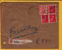 423+528 Op Aangetekende Brief Met Stempel BRUSSEL (VK) - 1936-1957 Offener Kragen