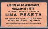 Vale 1 Peseta. Asociacion Vendedores De SANTS (Barcelona) -  Monedas De Necesidad