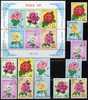 Rosenzucht 1979 Korea 1821/6,3ZD+Kleinbogen O 12€ Garten-Rosen Edelrose Strauchrose Bloc Hoja M/s Flower Sheet Bf Corea - Rose