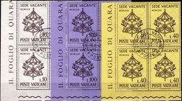 VATICANO 1963 - SEDE VACANTE - SERIE COMPLETA NUOVA MNH** IN QUARTINE ANGOLO DI FOGLIO - TIMBRO 1° GIORNO - Unused Stamps