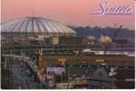 Seattle WA Waterfront Alaska Way Viaduct, Kingdome Stadium, Mt. Rainier On C1980s/90s Vintage Postcard - Seattle