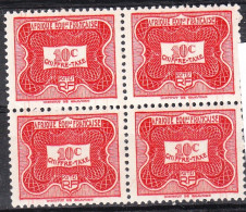 A.E.F.  1947 Timbres-taxe 10 Centimes Blockde 4 ** Y&T T.T. 12 ** - Neufs