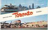 Greetings From Toronto, Airport With Propeller Plane And Equipment, Boat View On C1950s Vintage Postcard - Toronto