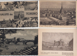 Torino: Lotto 30 Cartoline Cartonate / Opaco - Ocra - Seppia Anni '40/'50 (animate, Tram, Auto, Targhette, Ecc..) - Verzamelingen